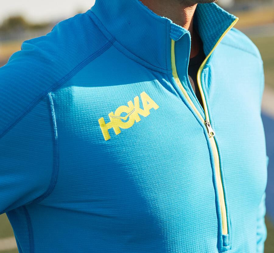 Hoka One One Top Herre - 1/2 Zip Midlayer - Blå - 521807OVC